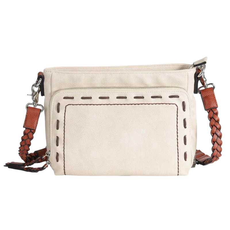 Skylar Braided Conceal Carry Crossbody Handbag Beige Handgun Purses - Tophatter Daily Deals