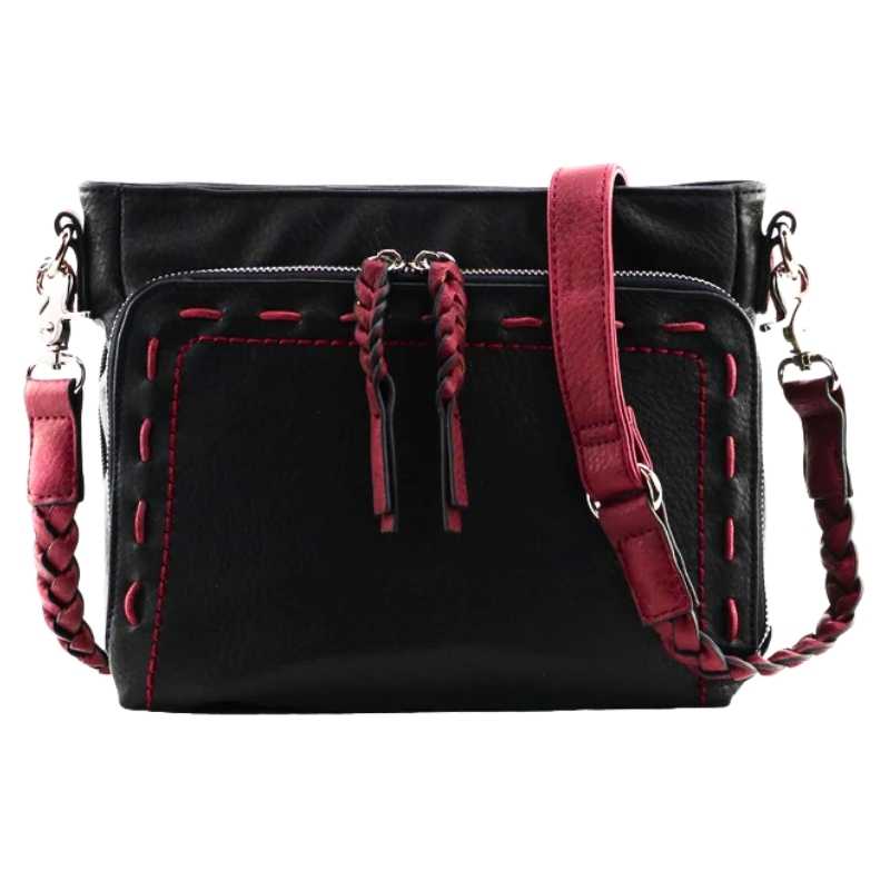Skylar Braided Conceal Carry Crossbody Handbag Black Handgun Purses - Tophatter Daily Deals