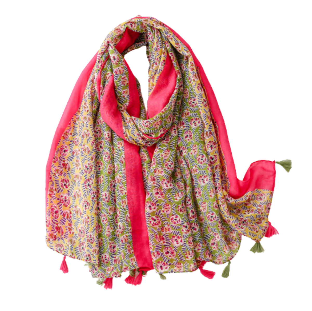 Bright Pink And Floral Scarf Multi Scarves - Tophatter Daily Deals