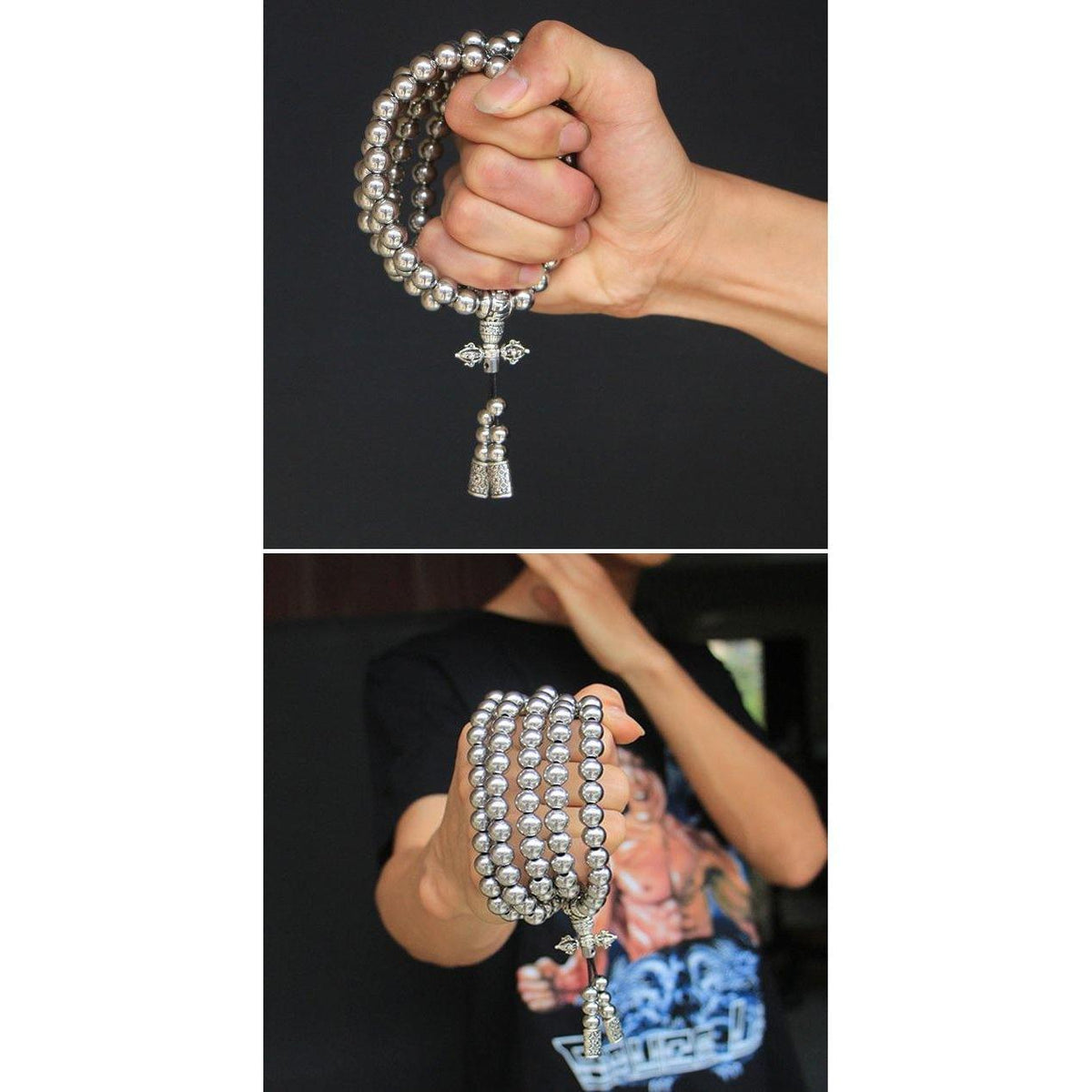Full Brass Buddha Beads Self Defense Beads Mala Necklace Self Defense Jewelry - Tophatter Daily Deals