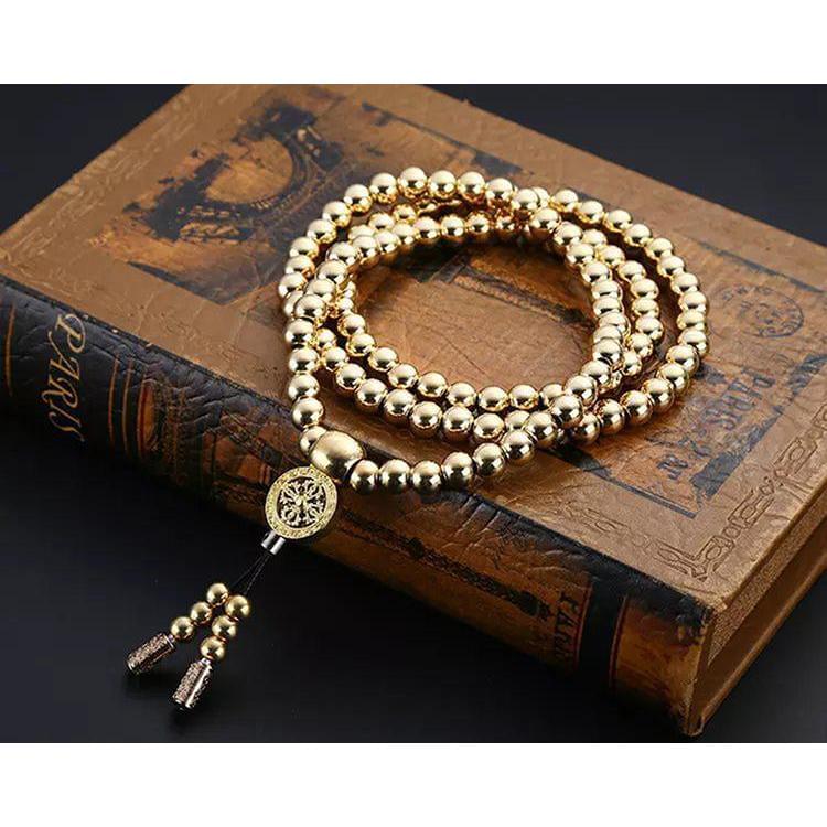 Full Brass Buddha Beads Self Defense Beads Mala Necklace Self Defense Jewelry - Tophatter Daily Deals