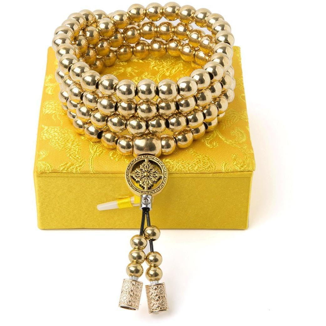 Full Brass Buddha Beads Self Defense Beads Mala Necklace Self Defense Jewelry - Tophatter Daily Deals