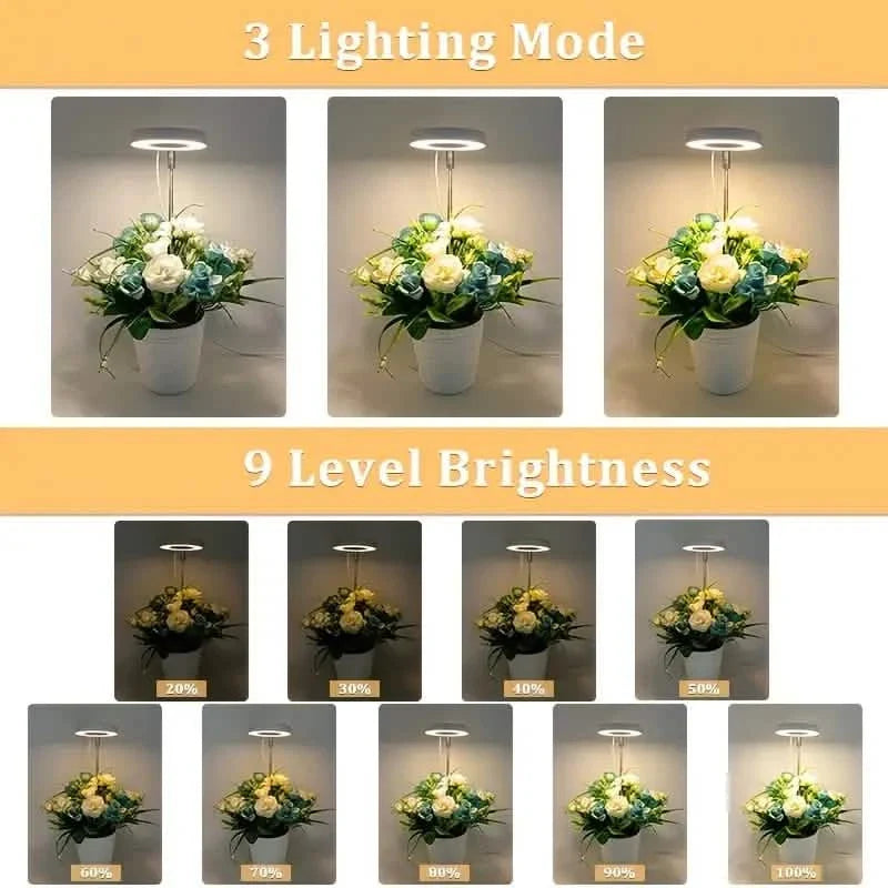 Full Spectrum LED Halo Plant Light With Stand Height Adjustable Auto Timer Garden & Patio - Tophatter Daily Deals