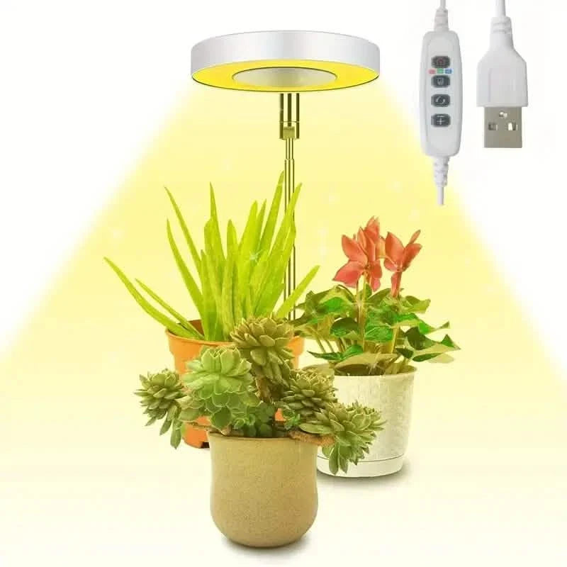 Full Spectrum LED Halo Plant Light With Stand Height Adjustable Auto Timer Warm White Garden & Patio - Tophatter Daily Deals