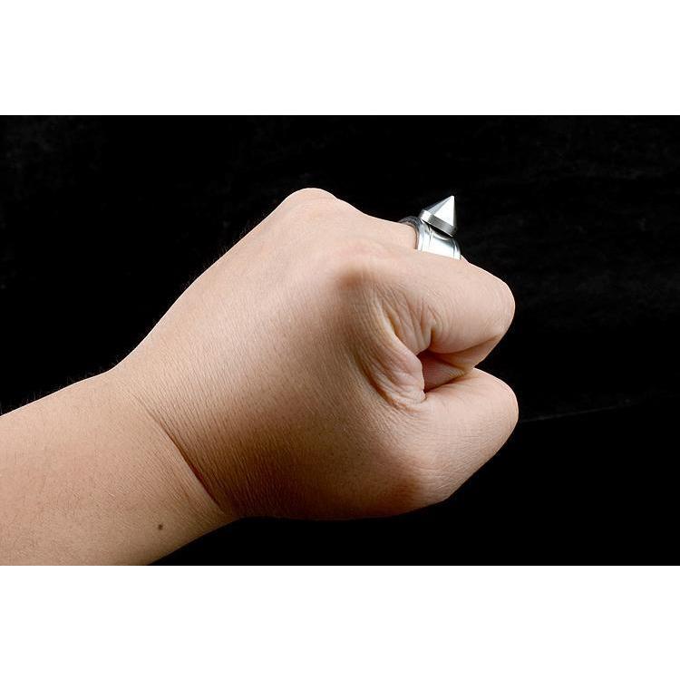 Full Stainless Steel Spike Ring Self Defense With Ball Chain Brass Knuckles - Tophatter Daily Deals