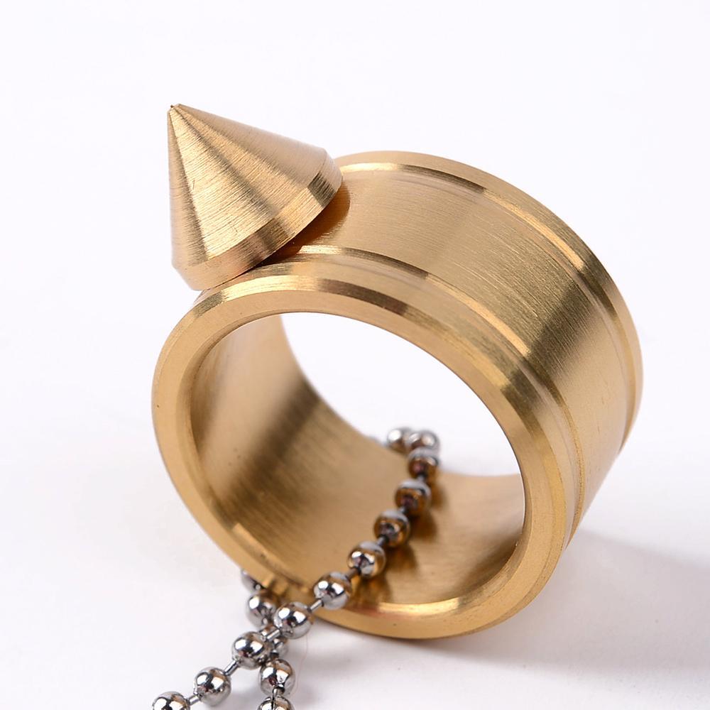 Full Stainless Steel Spike Ring Self Defense With Ball Chain Full Brass Brass Knuckles - Tophatter Daily Deals