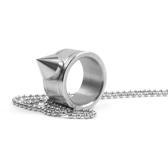 Full Stainless Steel Spike Ring Self Defense With Ball Chain 304 Stainless Steel Brass Knuckles - Tophatter Daily Deals
