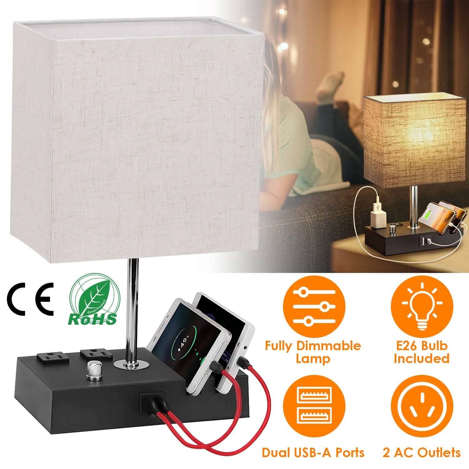 Fully Dimmable Table Lamp Indoor Lighting - Tophatter Daily Deals
