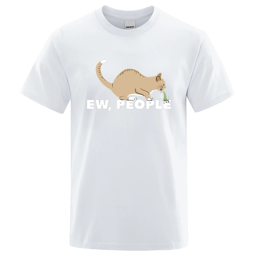 Funny Vomiting Cat T-Shirt Men Hip Hop Tee Tee - Tophatter Daily Deals