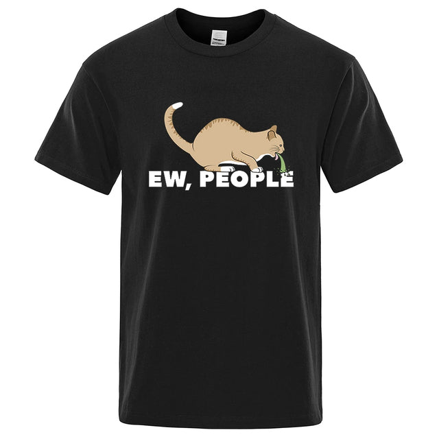 Funny Vomiting Cat T-Shirt Men Hip Hop Tee Black Tee - Tophatter Daily Deals