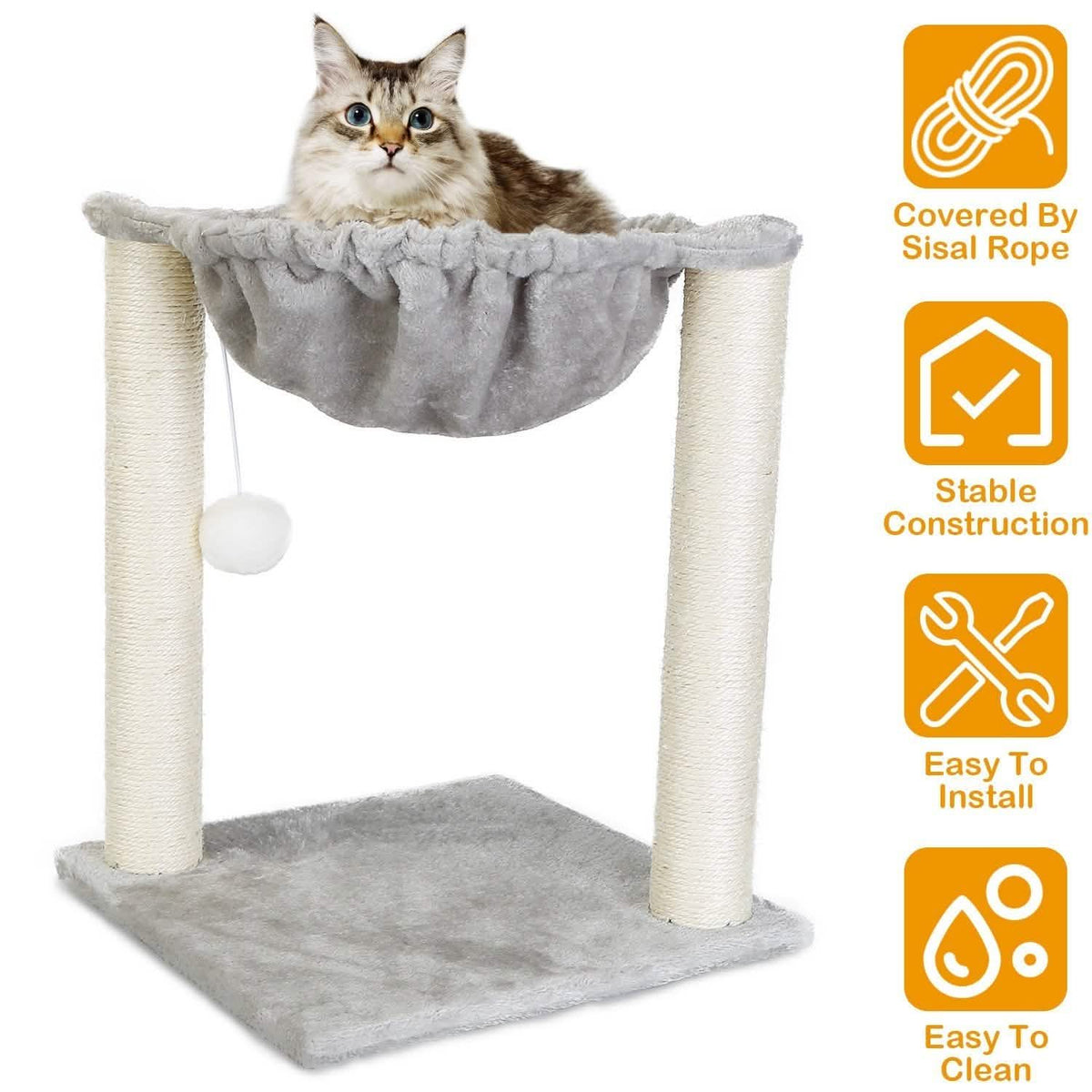 Fuzzy Kitten Scratching Post with Hammock Pet Supplies - Tophatter Daily Deals