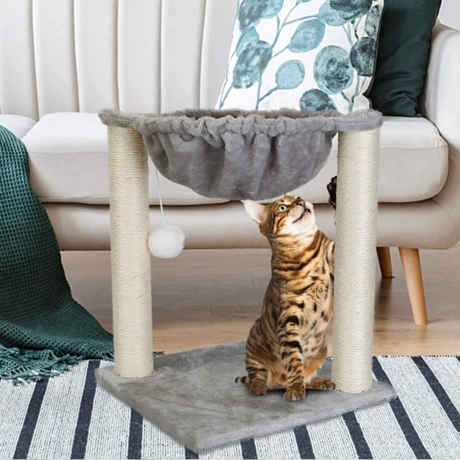 Fuzzy Kitten Scratching Post with Hammock Pet Supplies - Tophatter Daily Deals