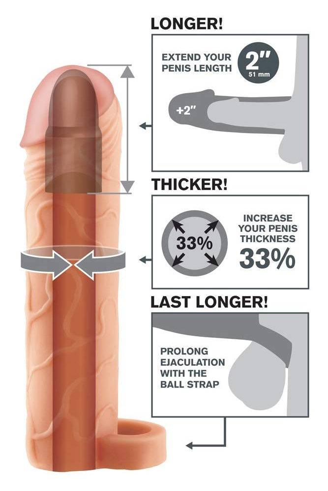 Pipedream - Fantasy X-tensions - Perfect 1 Inch Penis Extension with Ball Strap - Beige Sex Toy - Tophatter Daily Deals