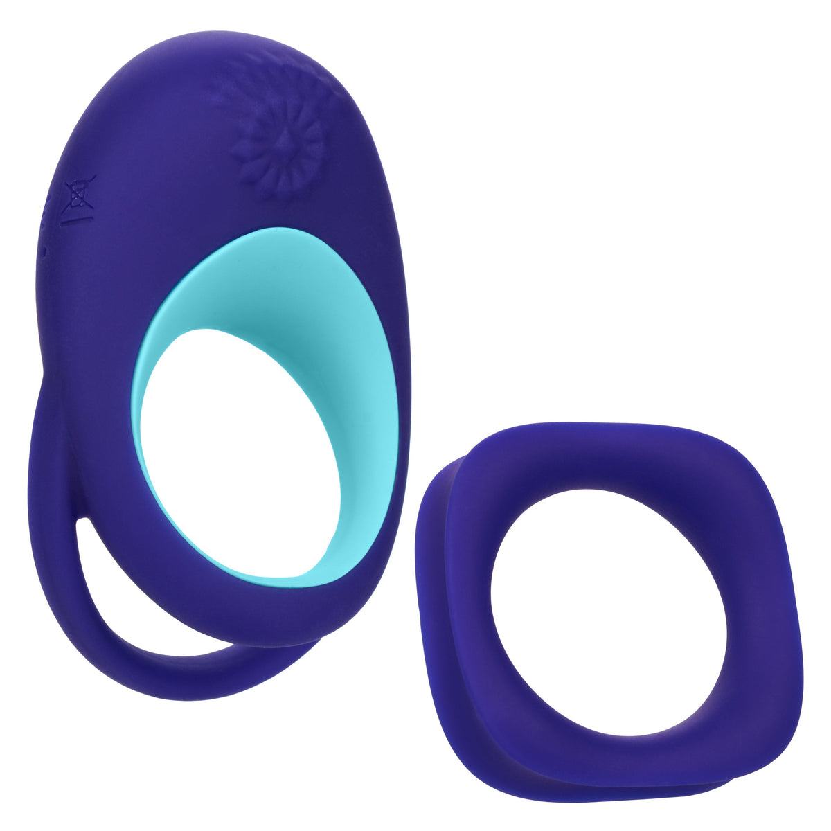 Link Up Alpha Vibrating Couples Enhancer Ring Two-Piece Set Blue and Turquoise Waterproof Silicone > Sex Toys > Couples Toys - Tophatter Daily Deals