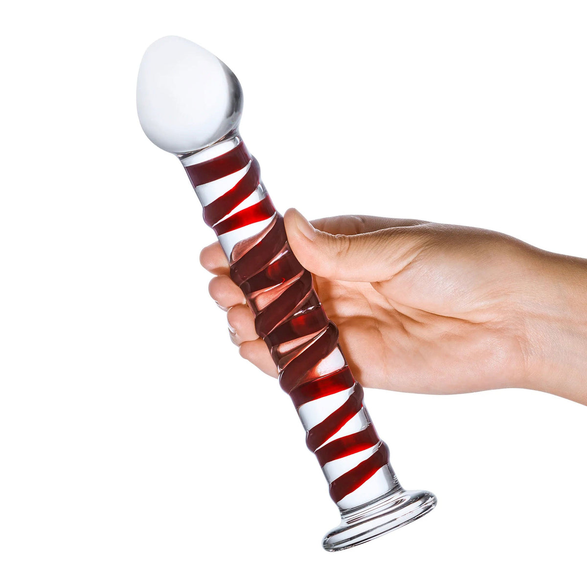 Glas 8 Inch Mr Swirly Spiral Red and Clear Glass Dildo > Glass > Dildos - Tophatter Daily Deals
