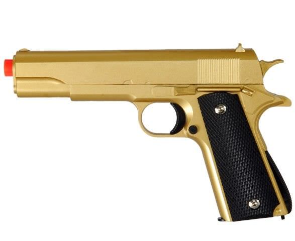 M1911 Replica Full Metal Two Tone Gold & Black Airsoft Spring Pistol 6MM BB Gun - TOPHATTER'S ARMORY DEALS Collectible Weapons - Tophatter Daily Deals