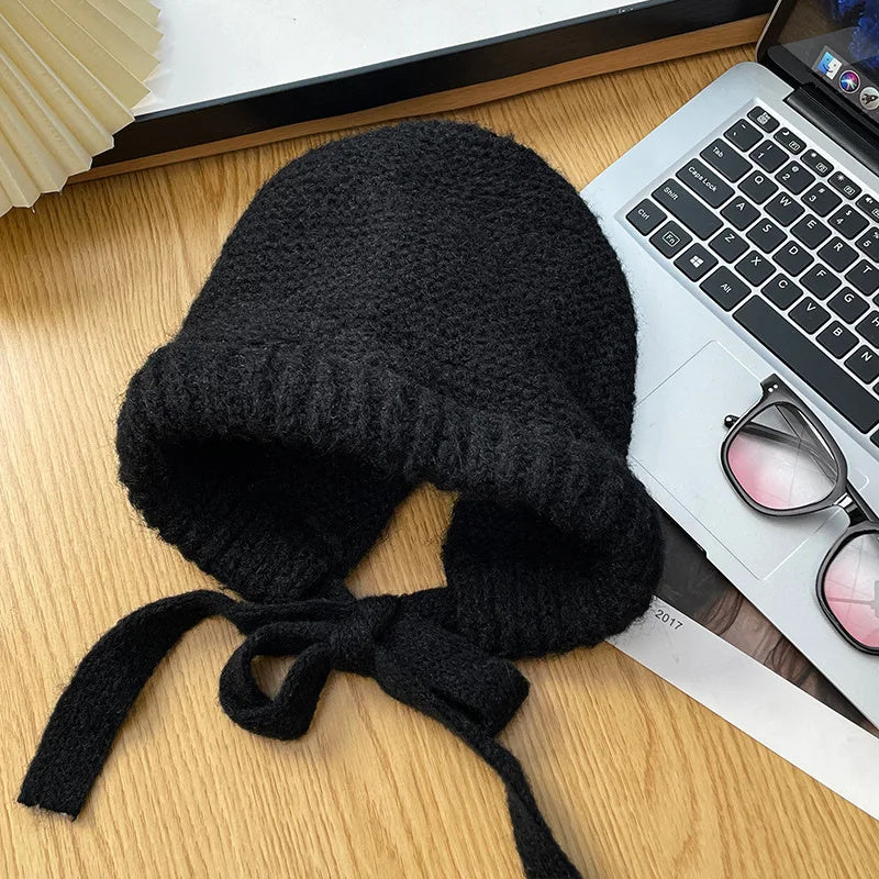 Winter Knit Earflap Hat that Converts to a Crossbody Bag Black Hat - Tophatter Daily Deals
