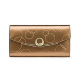 Patent Leather Long Wallet with Ring Clasp and Embossed Circles Gold Handbags & Wallets - Tophatter Daily Deals