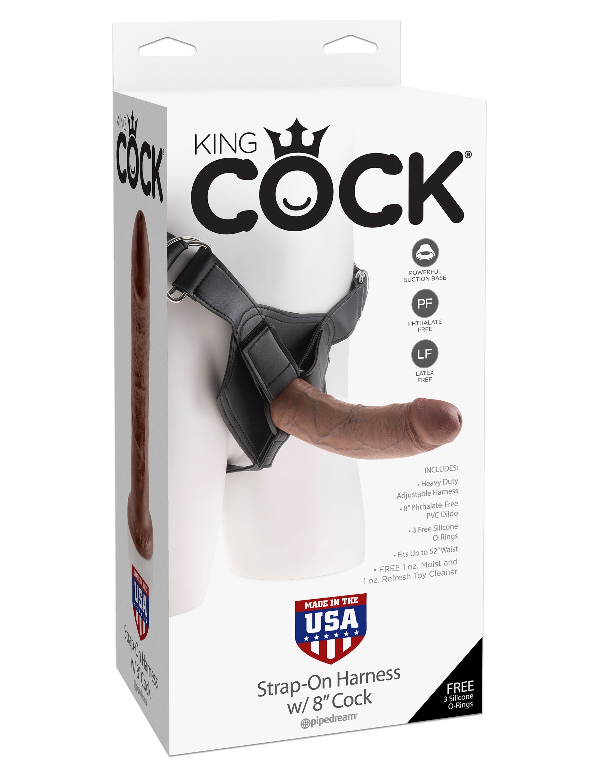 King Cock Realistic Strap-On Harness with 8 Inch Brown Cock > Dildos > Strap On Harnesses - Tophatter Daily Deals