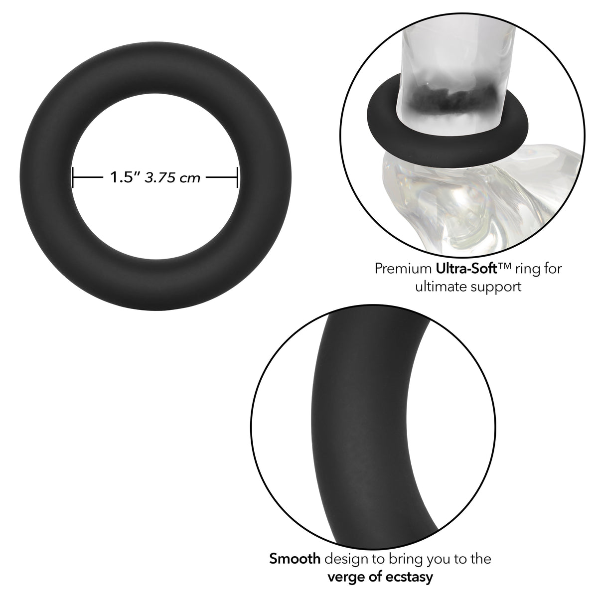 Link Up Ultra-Soft Verge Black Premium Silicone Stretchy Enhancer Ring > Cock Ring > Single - Tophatter Daily Deals
