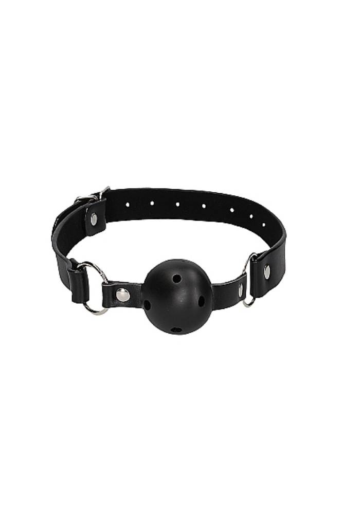 Ouch by Shots Toys - Black & White - Breathable Ball Gag with Bonded Leather Straps - Black BDSM - Tophatter Daily Deals