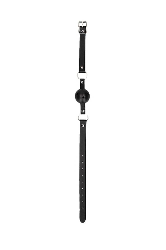 Ouch by Shots Toys - Black & White - Breathable Ball Gag with Bonded Leather Straps - Black BDSM - Tophatter Daily Deals