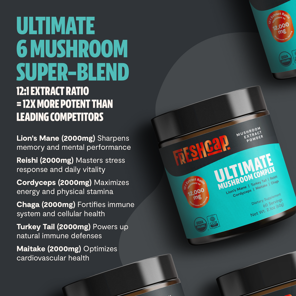 Organic Mushroom Extract Powder Blend Health & Wellness - Tophatter Daily Deals