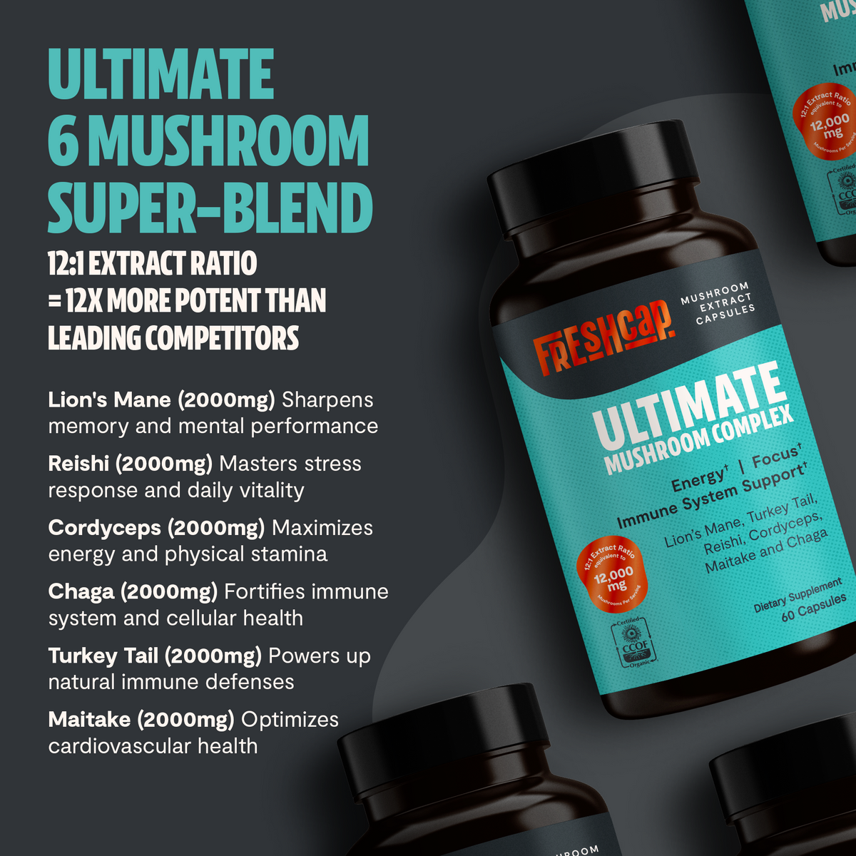 Organic Mushroom Complex Supplement Capsules Health & Wellness - Tophatter Daily Deals