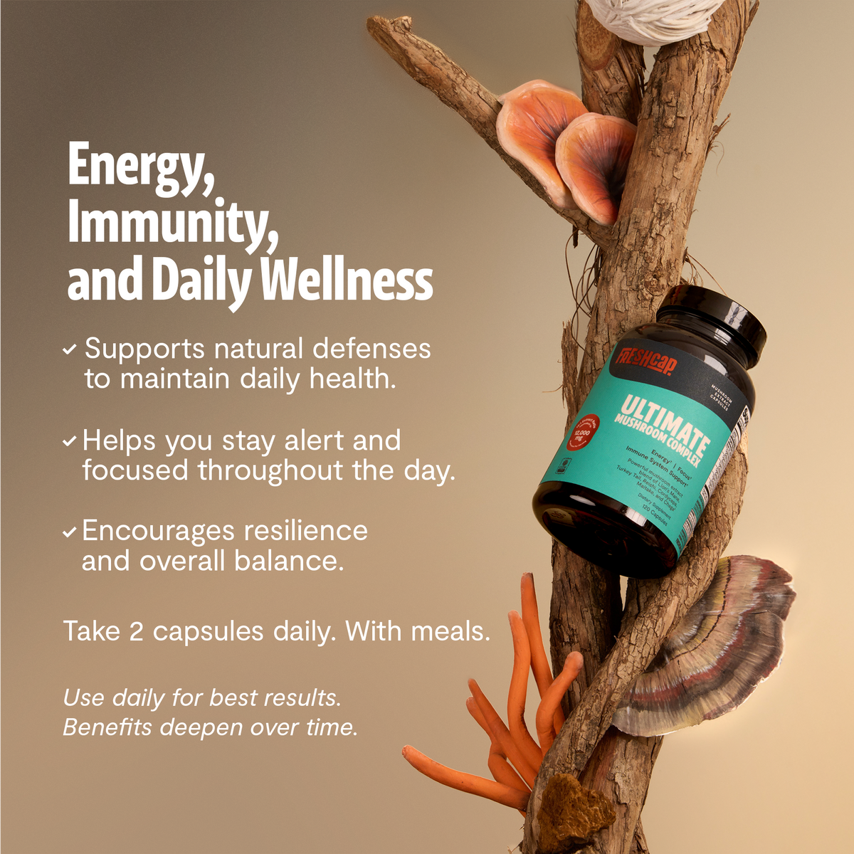 Organic Mushroom Complex Supplement Capsules Health & Wellness - Tophatter Daily Deals