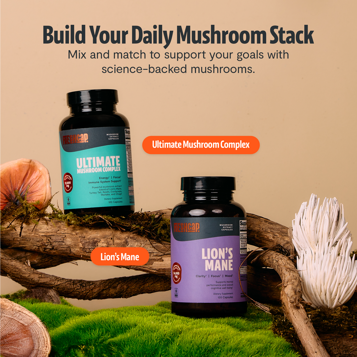 Organic Mushroom Complex Supplement Capsules Health & Wellness - Tophatter Daily Deals