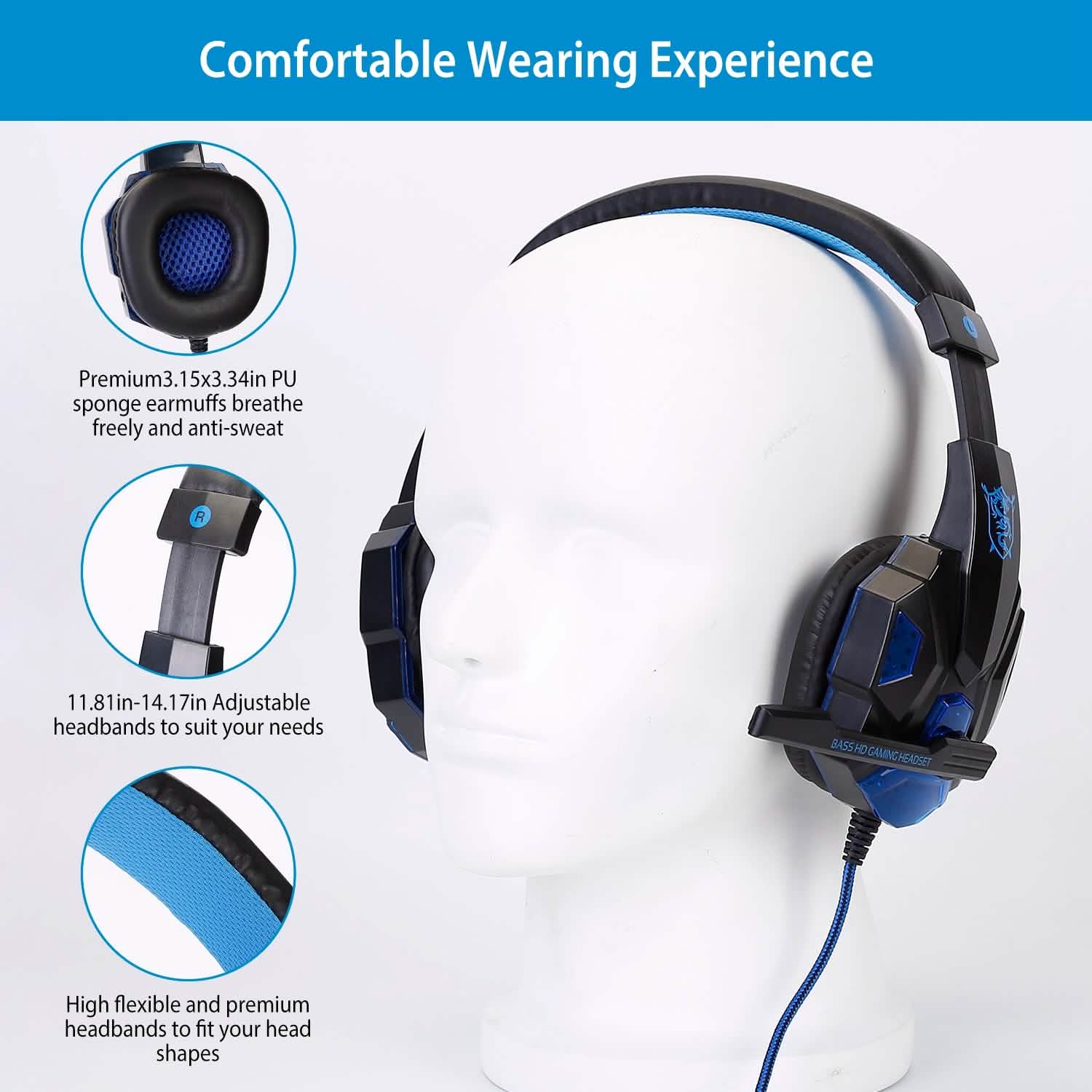 Gaming Headsets Stereo Bass Over Ear Headphones with LED Light Earmuff Headphones - Tophatter Daily Deals