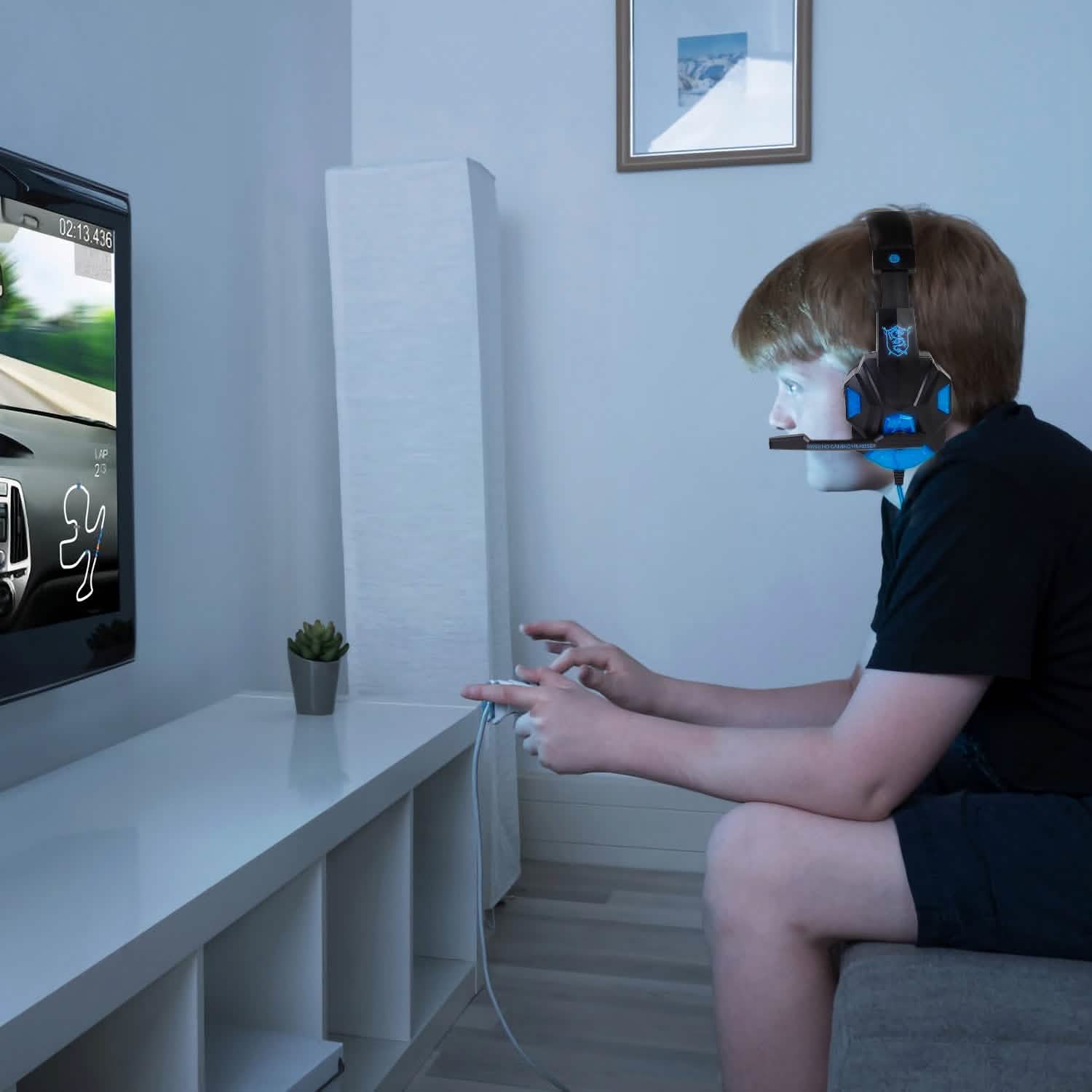 Gaming Headsets Stereo Bass Over Ear Headphones with LED Light Earmuff Headphones - Tophatter Daily Deals