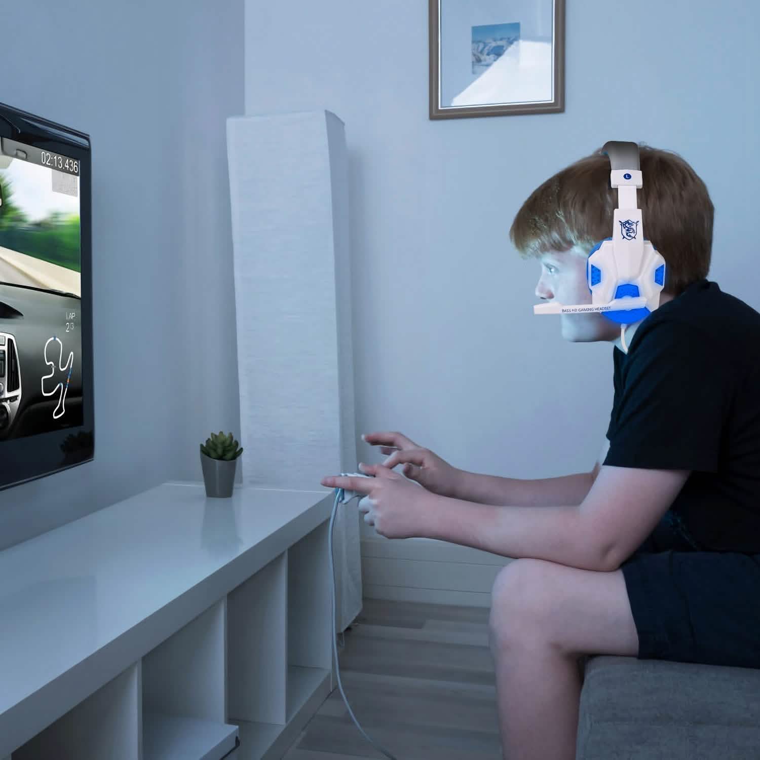 Gaming Headsets Stereo Bass Over Ear Headphones with LED Light Earmuff Headphones - Tophatter Daily Deals