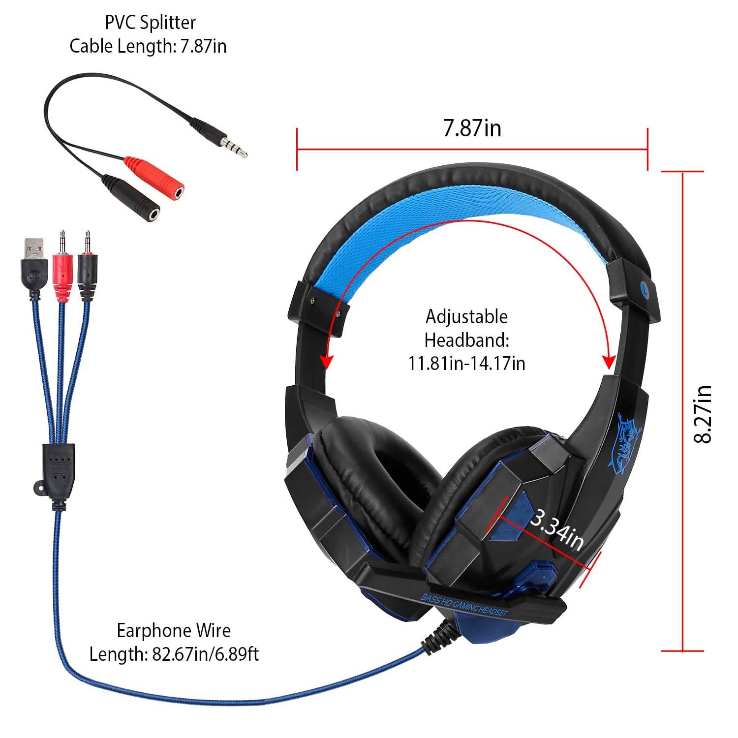 Gaming Headsets Stereo Bass Over Ear Headphones with LED Light Earmuff Headphones - Tophatter Daily Deals