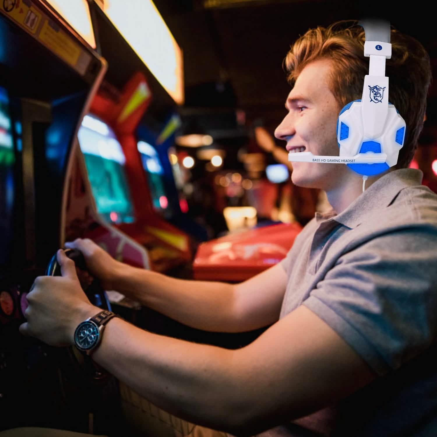 Gaming Headsets Stereo Bass Over Ear Headphones with LED Light Earmuff Headphones - Tophatter Daily Deals