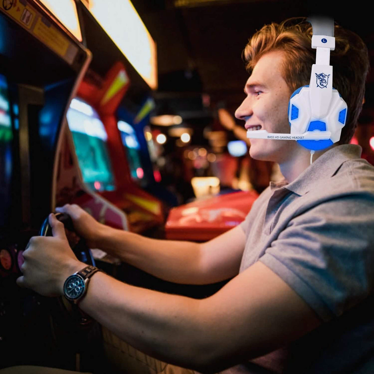 Gaming Headsets Stereo Bass Over Ear Headphones with LED Light Earmuff Headphones - Tophatter Daily Deals