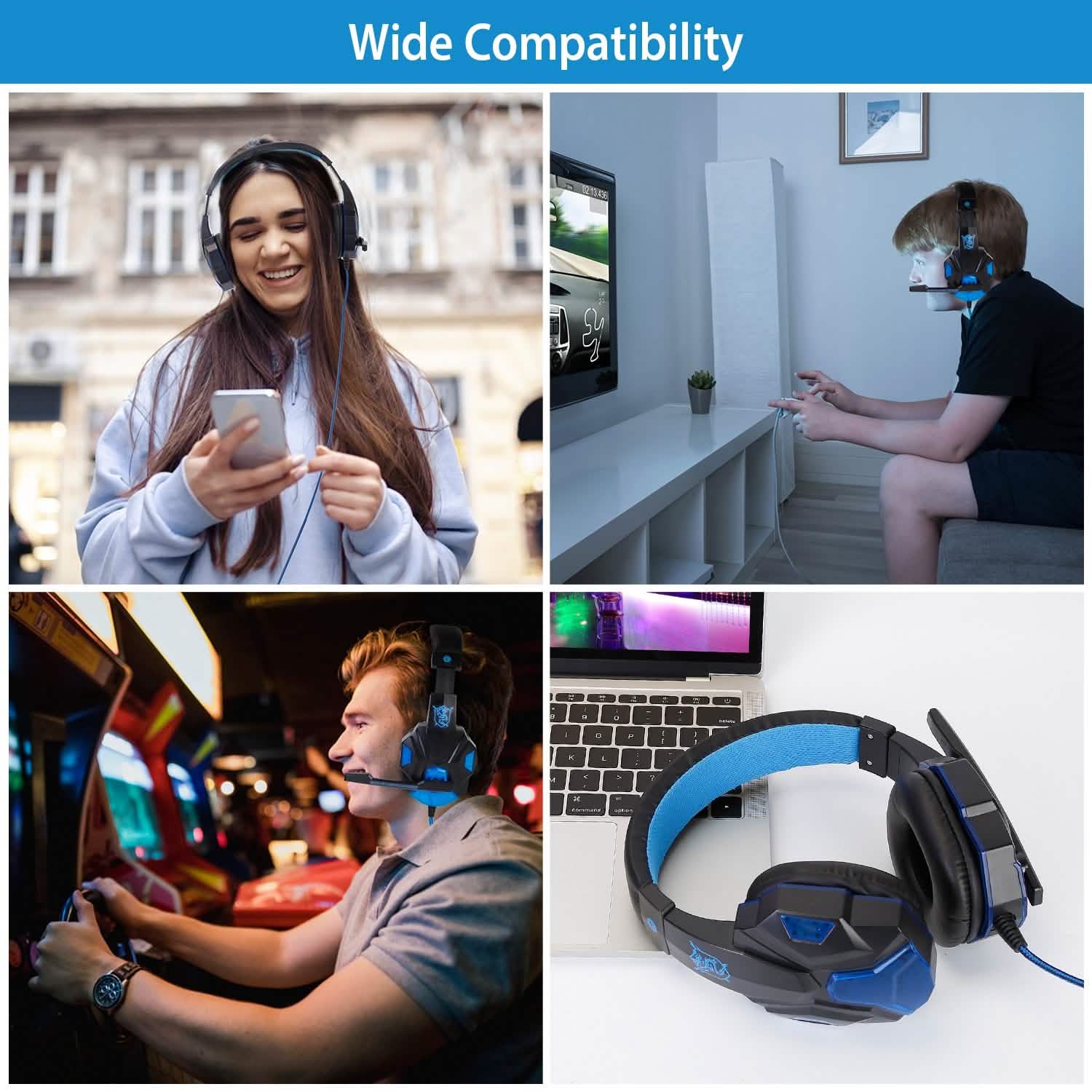 Gaming Headsets Stereo Bass Over Ear Headphones with LED Light Earmuff Headphones - Tophatter Daily Deals