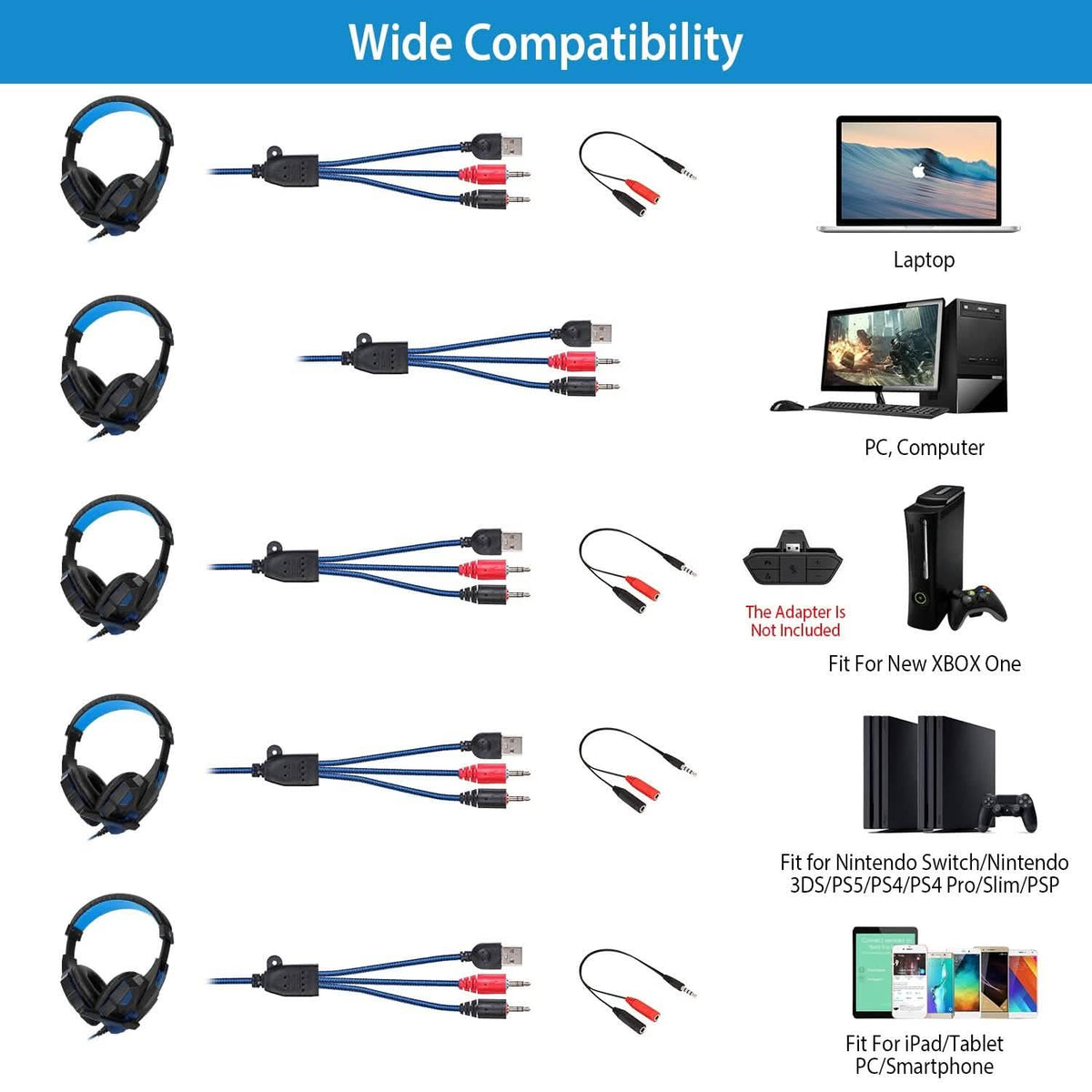 Gaming Headsets Stereo Bass Over Ear Headphones with LED Light Earmuff Headphones - Tophatter Daily Deals
