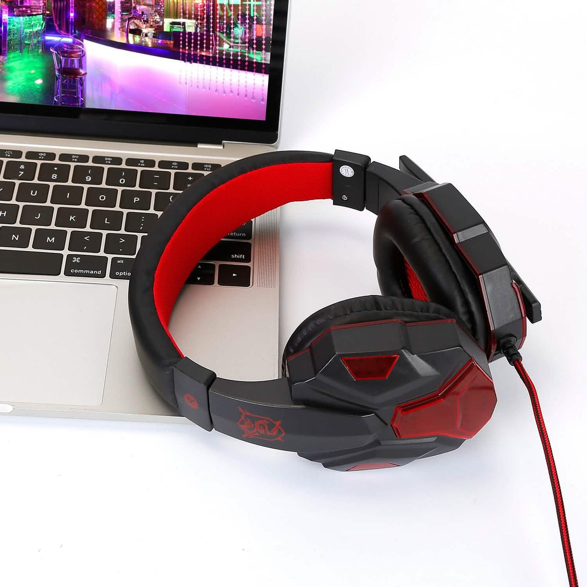 Gaming Headsets Stereo Bass Over Ear Headphones with LED Light Earmuff Headphones - Tophatter Daily Deals