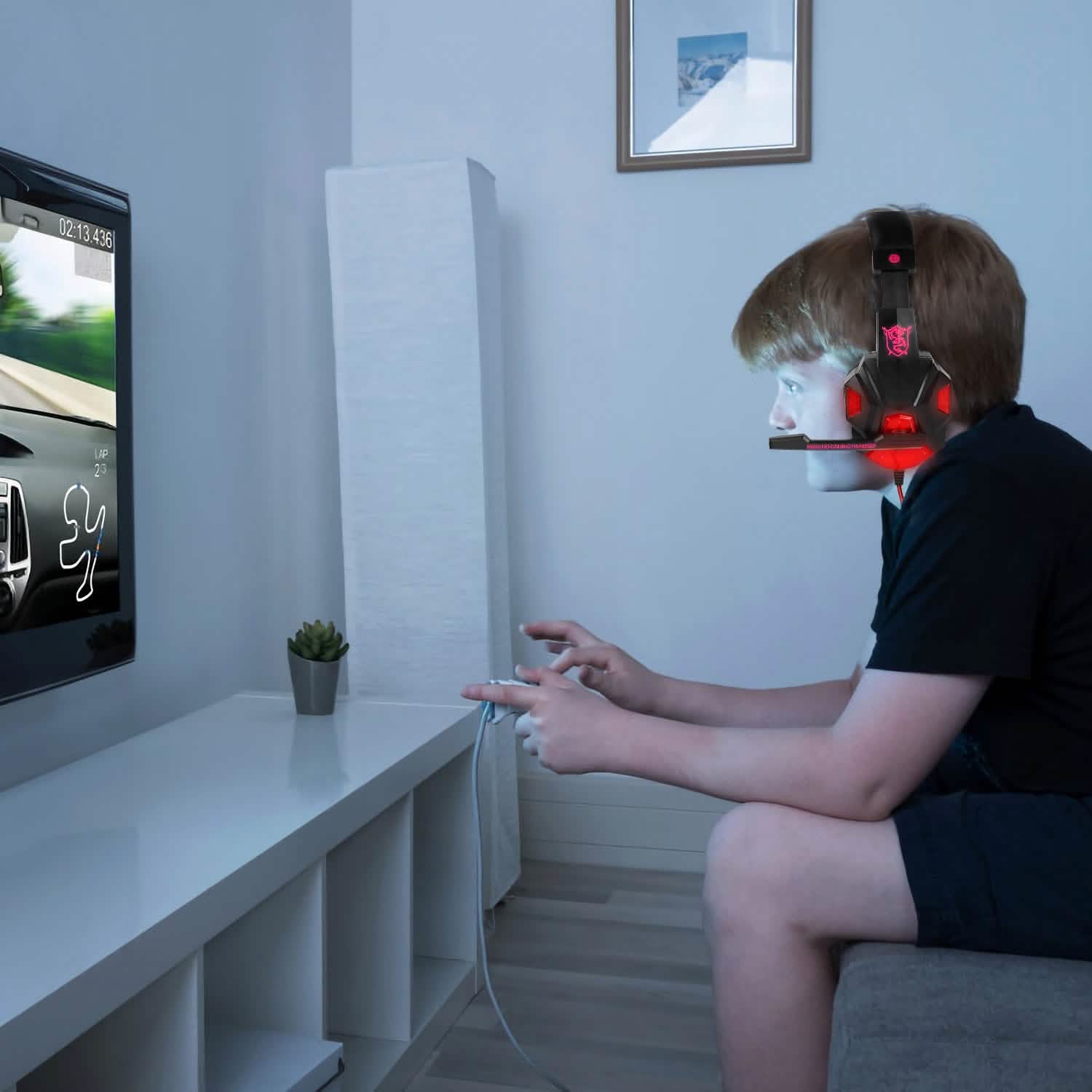 Gaming Headsets Stereo Bass Over Ear Headphones with LED Light Earmuff Headphones - Tophatter Daily Deals