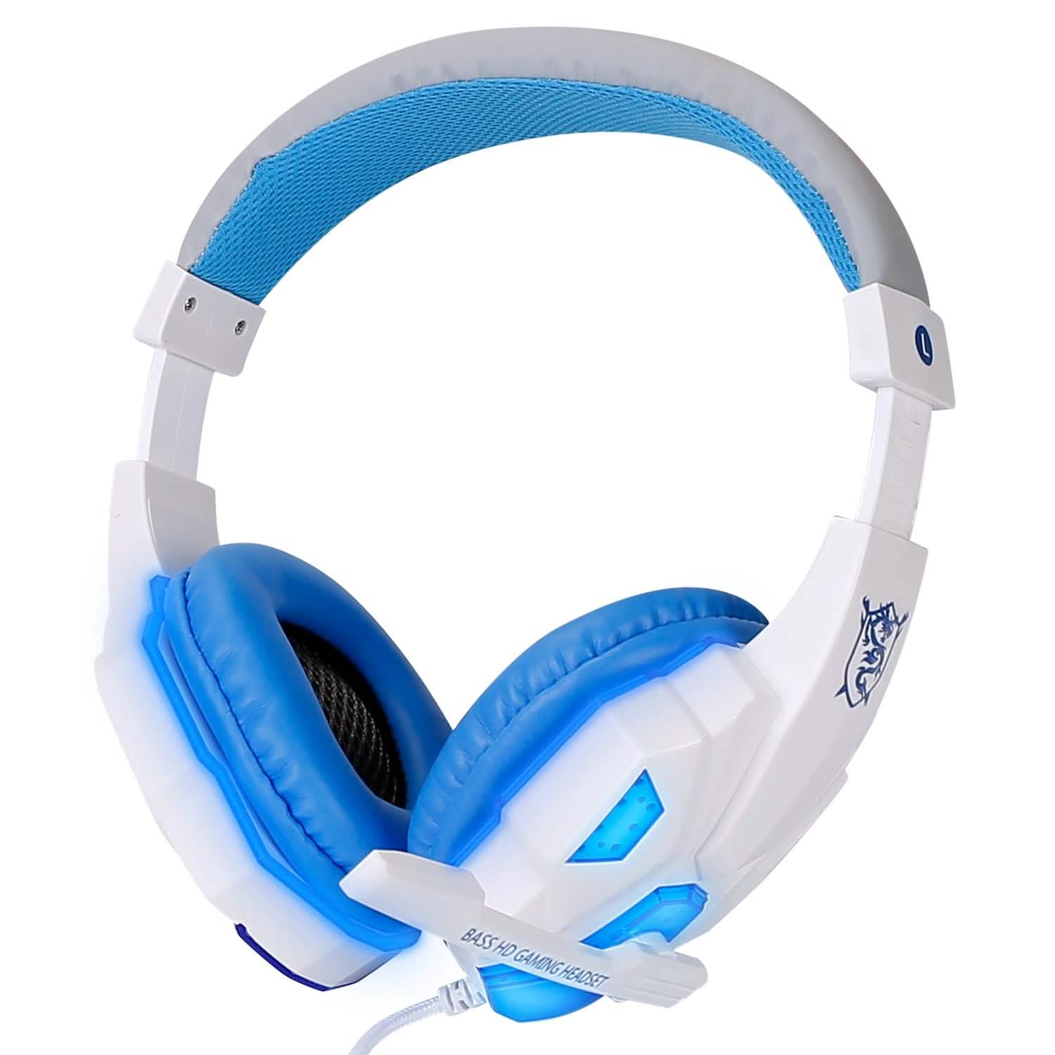 Gaming Headsets Stereo Bass Over Ear Headphones with LED Light Earmuff White Headphones - Tophatter Daily Deals