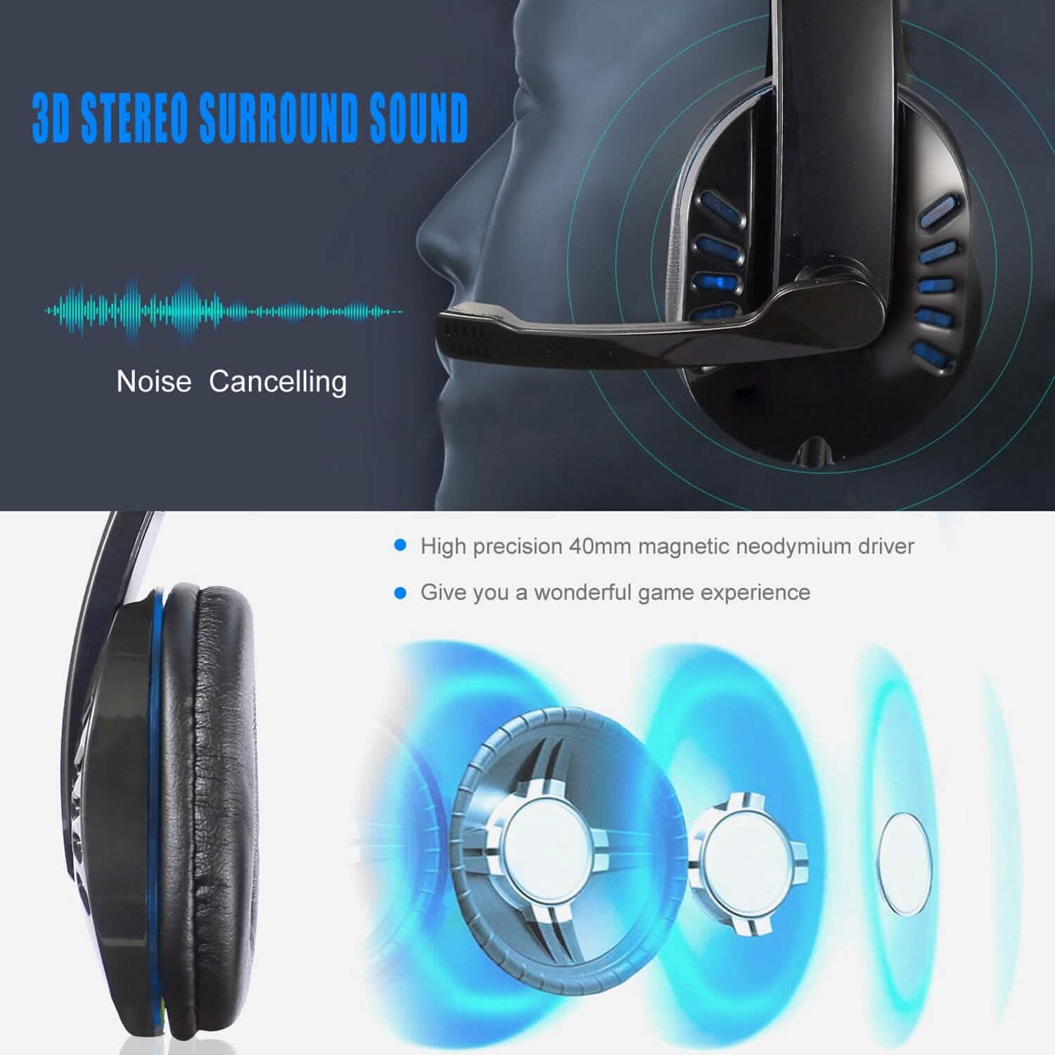 Gaming Headsets Stereo Noise Isolation Over Ear Headphone with LED Light Headphones - Tophatter Daily Deals
