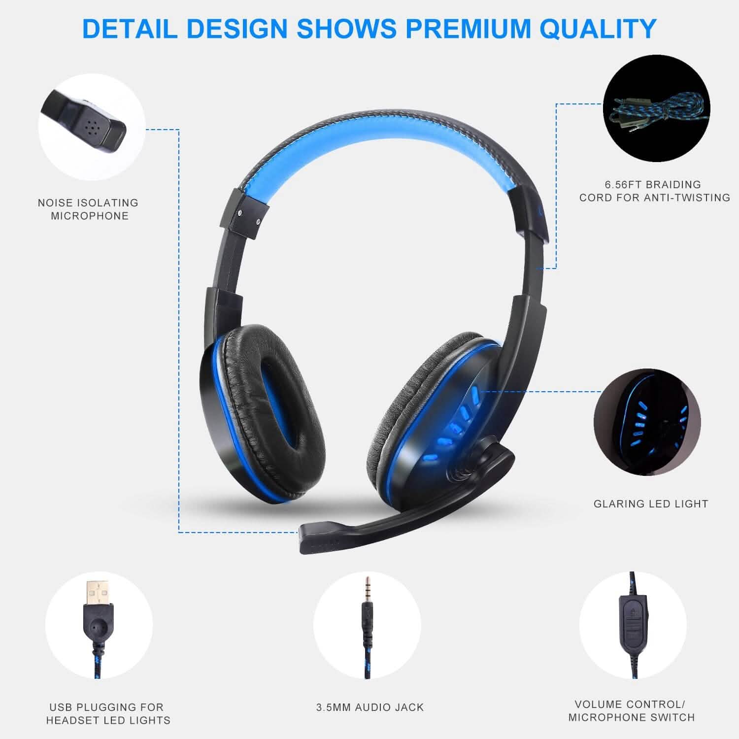 Gaming Headsets Stereo Noise Isolation Over Ear Headphone with LED Light Headphones - Tophatter Daily Deals