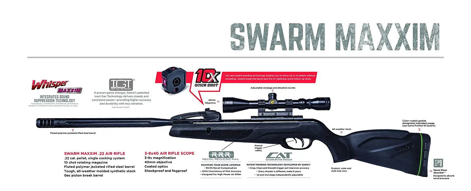 GAMO AIR RIFLE HUNTER MAXXIM IGT 5.5MM - Tophatter's Army Deals RIFLES - Tophatter Daily Deals