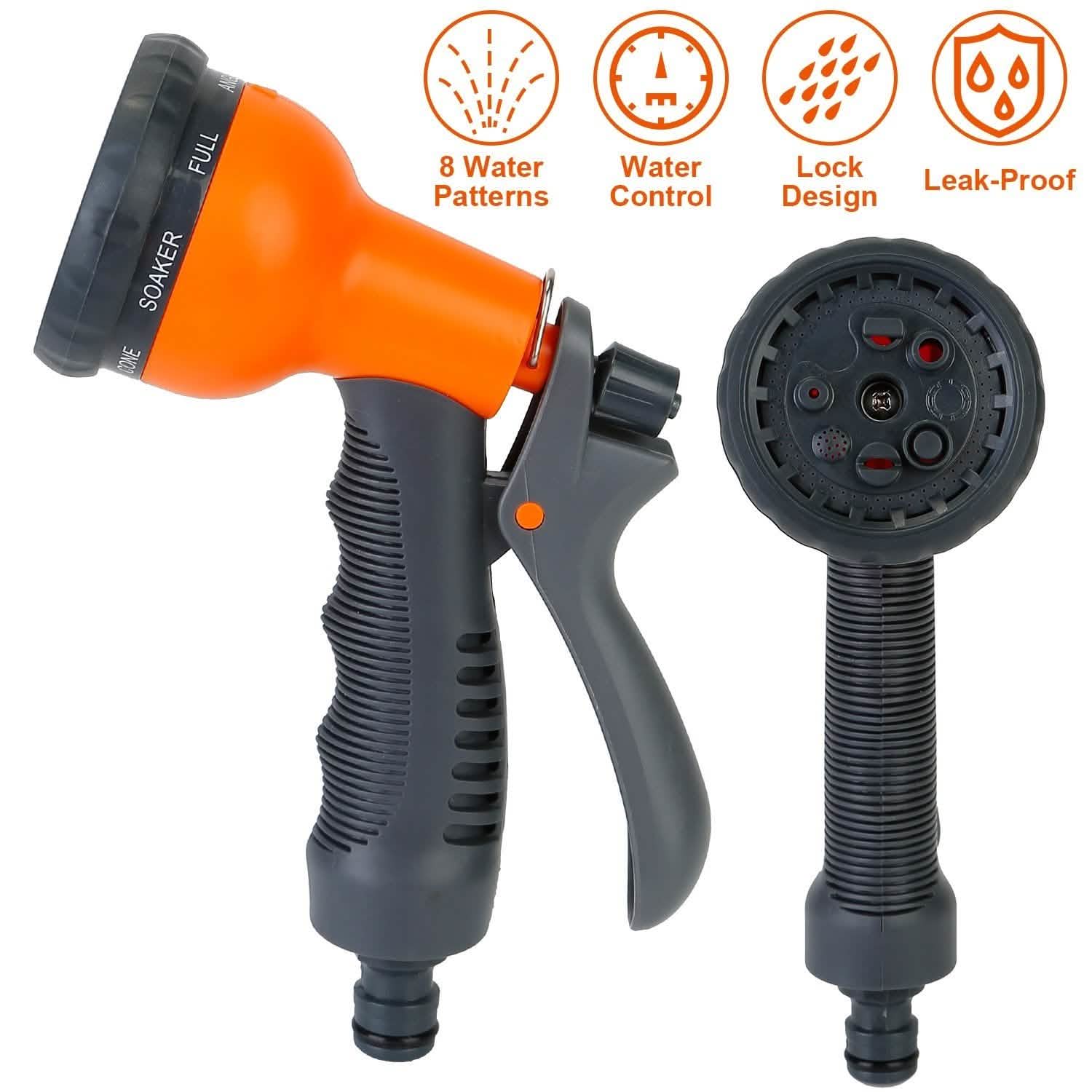 Garden Hose Nozzle Water Spray Gun 8 Adjustable Patterns Garden & Patio - Tophatter Daily Deals