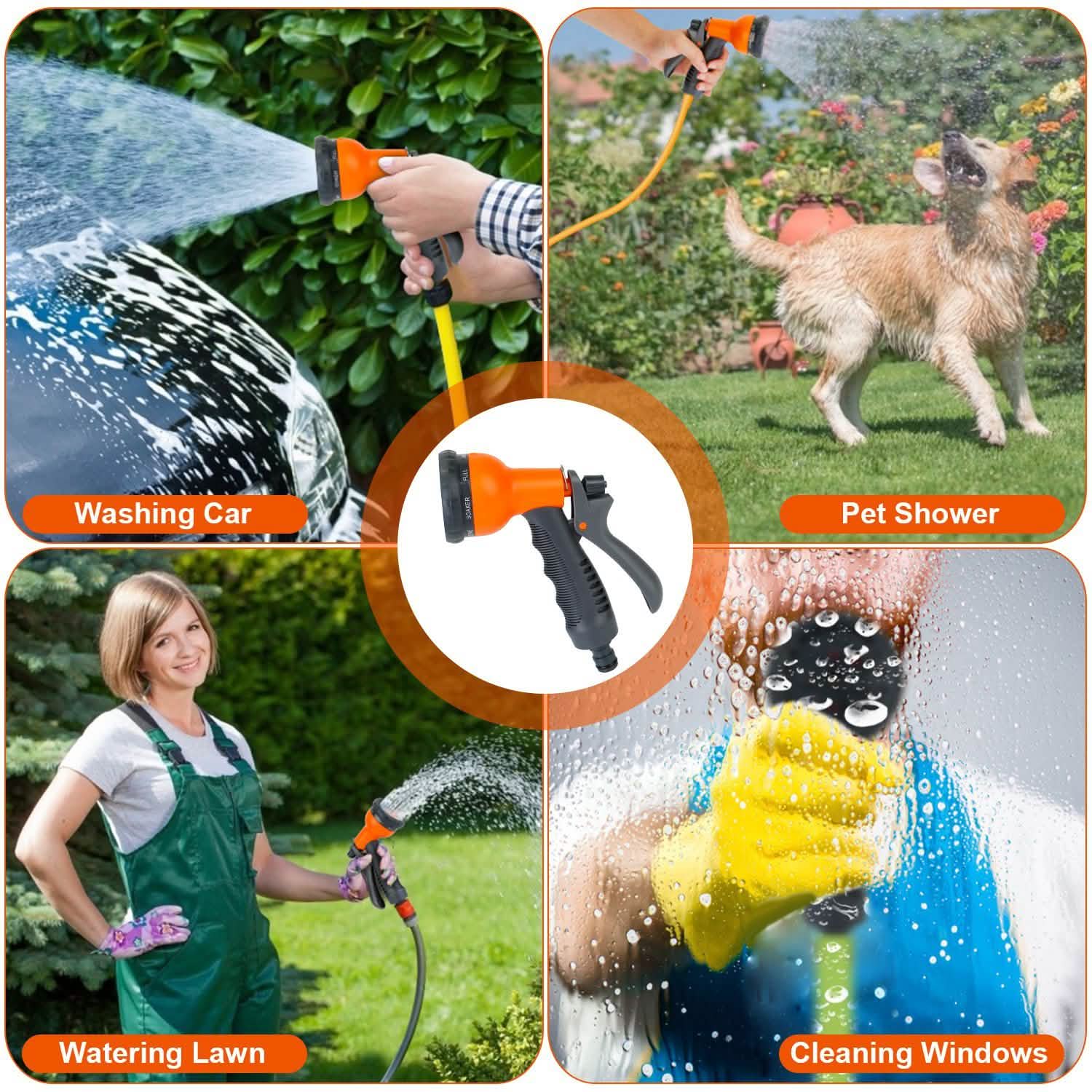Garden Hose Nozzle Water Spray Gun 8 Adjustable Patterns Garden & Patio - Tophatter Daily Deals