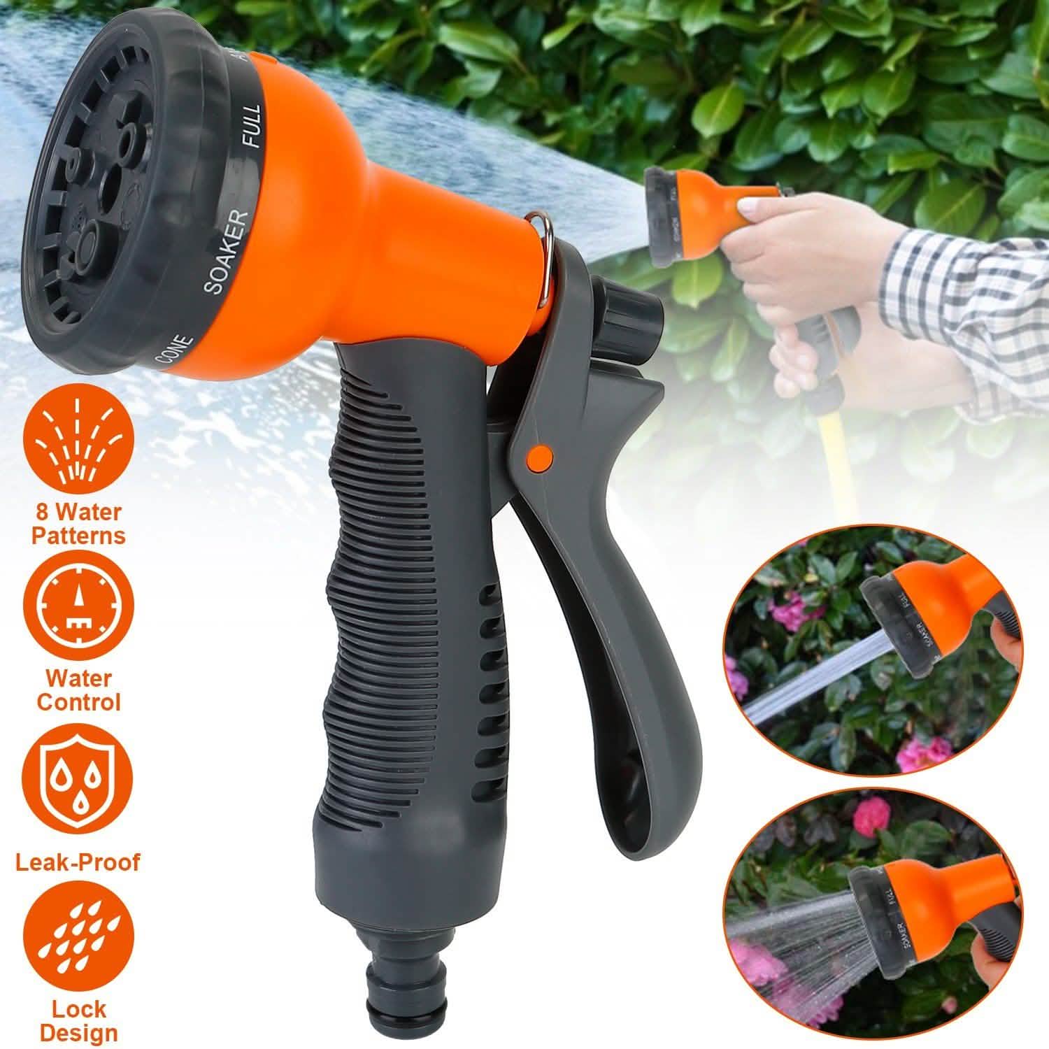 Garden Hose Nozzle Water Spray Gun 8 Adjustable Patterns Garden & Patio - Tophatter Daily Deals