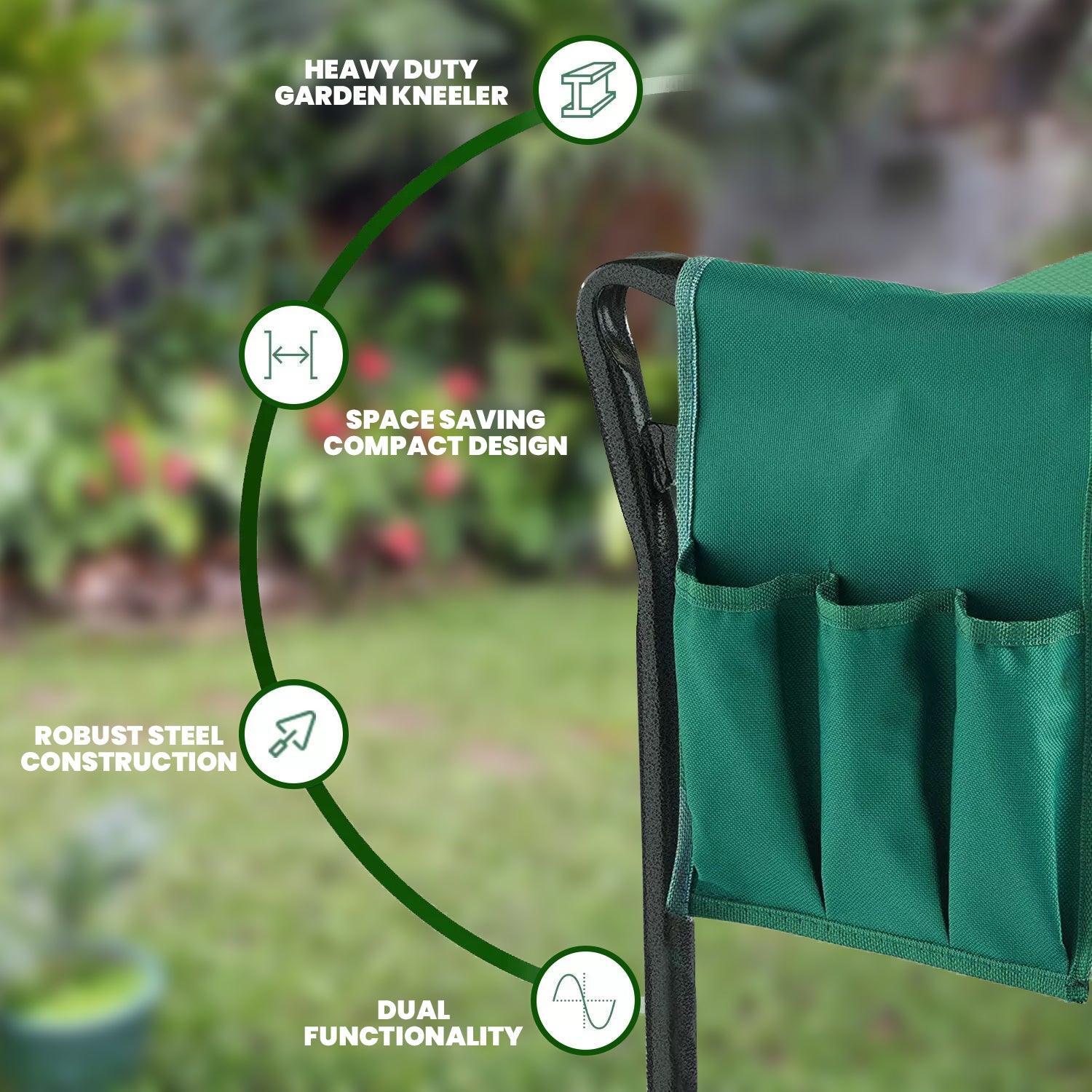 Garden Kneeler Stool - Portable Foldable Foam Padded Garden Kneeler Gardening Knee Pad Metal Outdoor Recreation - Tophatter Daily Deals
