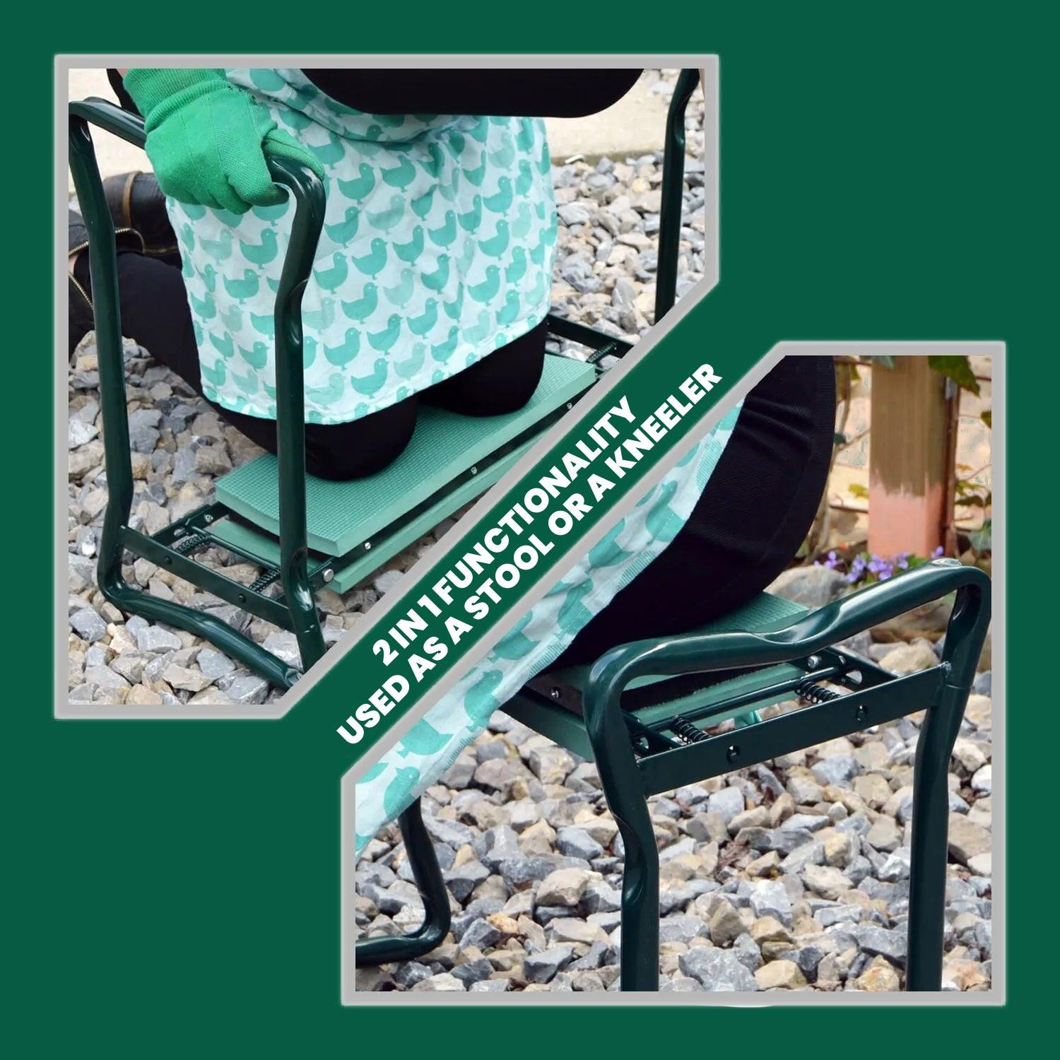 Garden Kneeler Stool - Portable Foldable Foam Padded Garden Kneeler Gardening Knee Pad Metal Outdoor Recreation - Tophatter Daily Deals