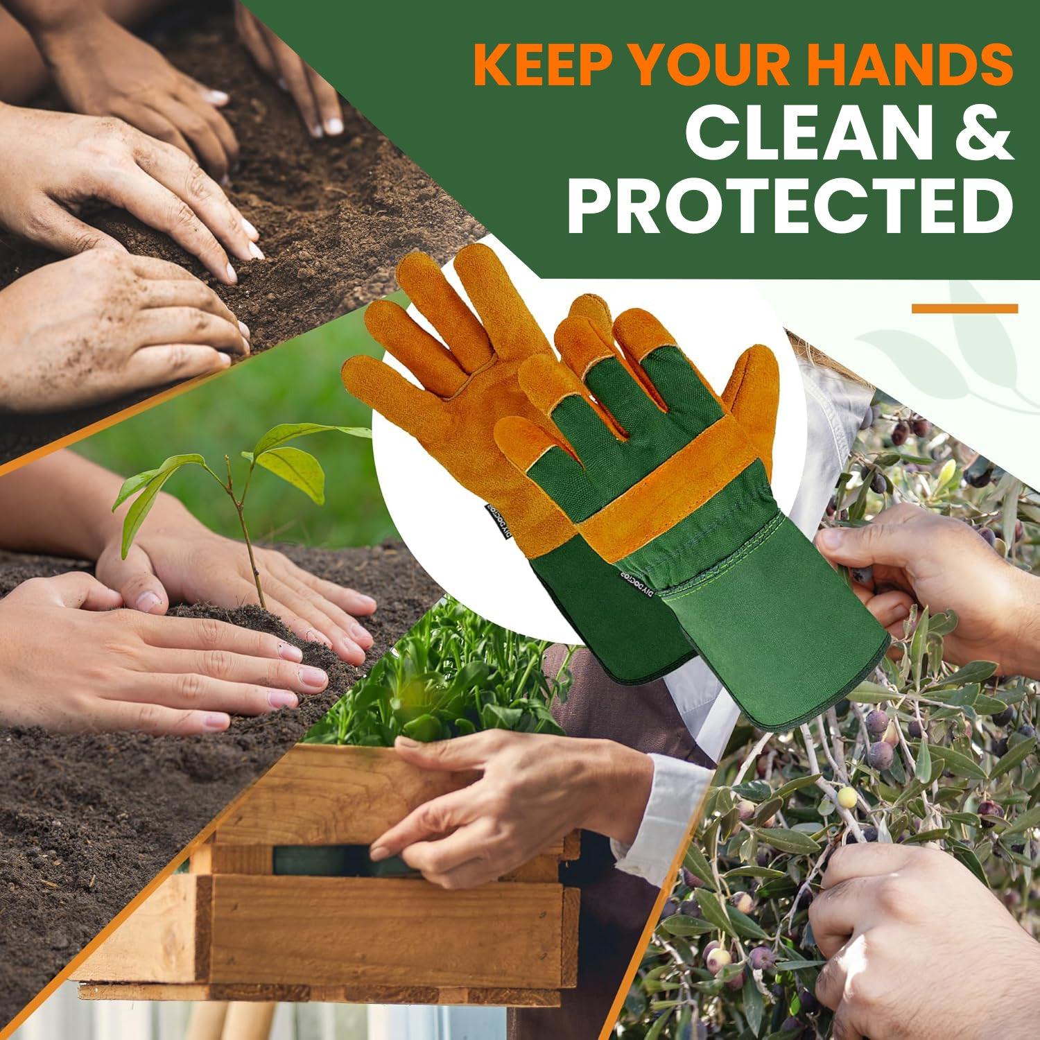 Thorn Proof Garden Gloves - Leather Gardening Gloves Thorn Proof Ladies Men Safety Suede Heavy Duty Garden Home - Tophatter Daily Deals